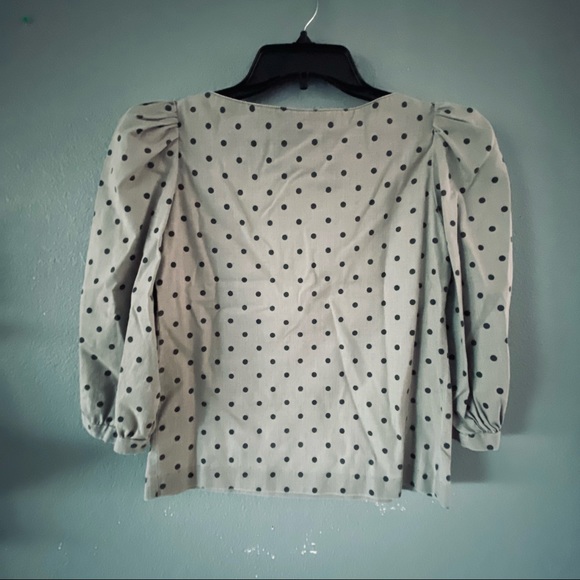 vintage JAFF by CAROL ANDERSON gray polkadot top - Picture 6 of 8